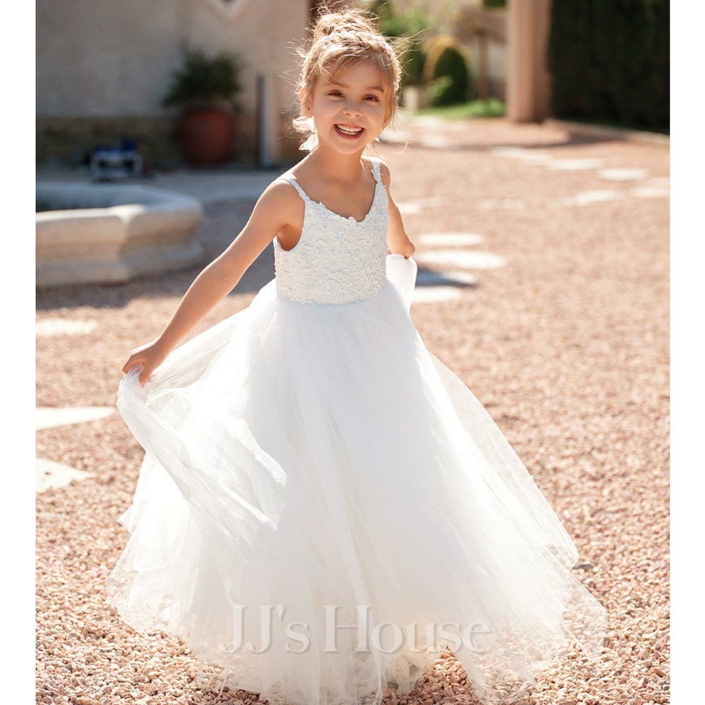 New Elegant Ivory‎  Lace Flower Girl Dress